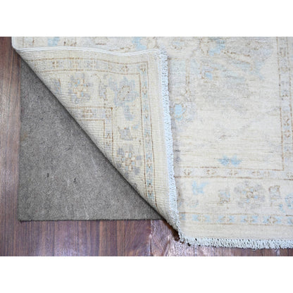 2'4"X11'7" Ivory White Wash Peshawar Wool Hand Knotted Runner Rug