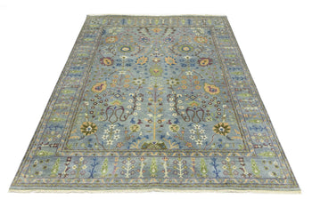 Hand-Knotted Gray Floral Chobi Oriental Rug