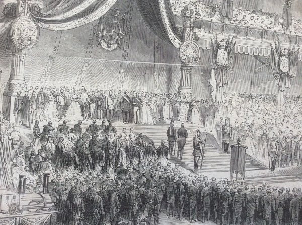 1867 Paris Exposition Wood Engraving Grand Prize Ceremony Napoleon Iii