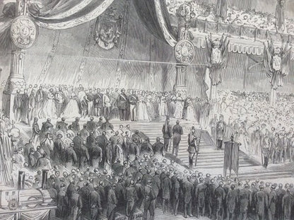1867 Paris Exposition Wood Engraving Grand Prize Ceremony Napoleon Iii