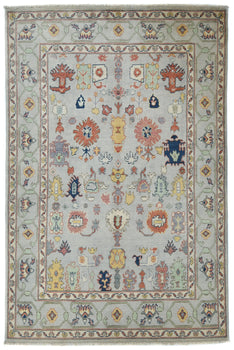 Handmade Kazak Pakistan Rug 5X7 Ft Gray Floral