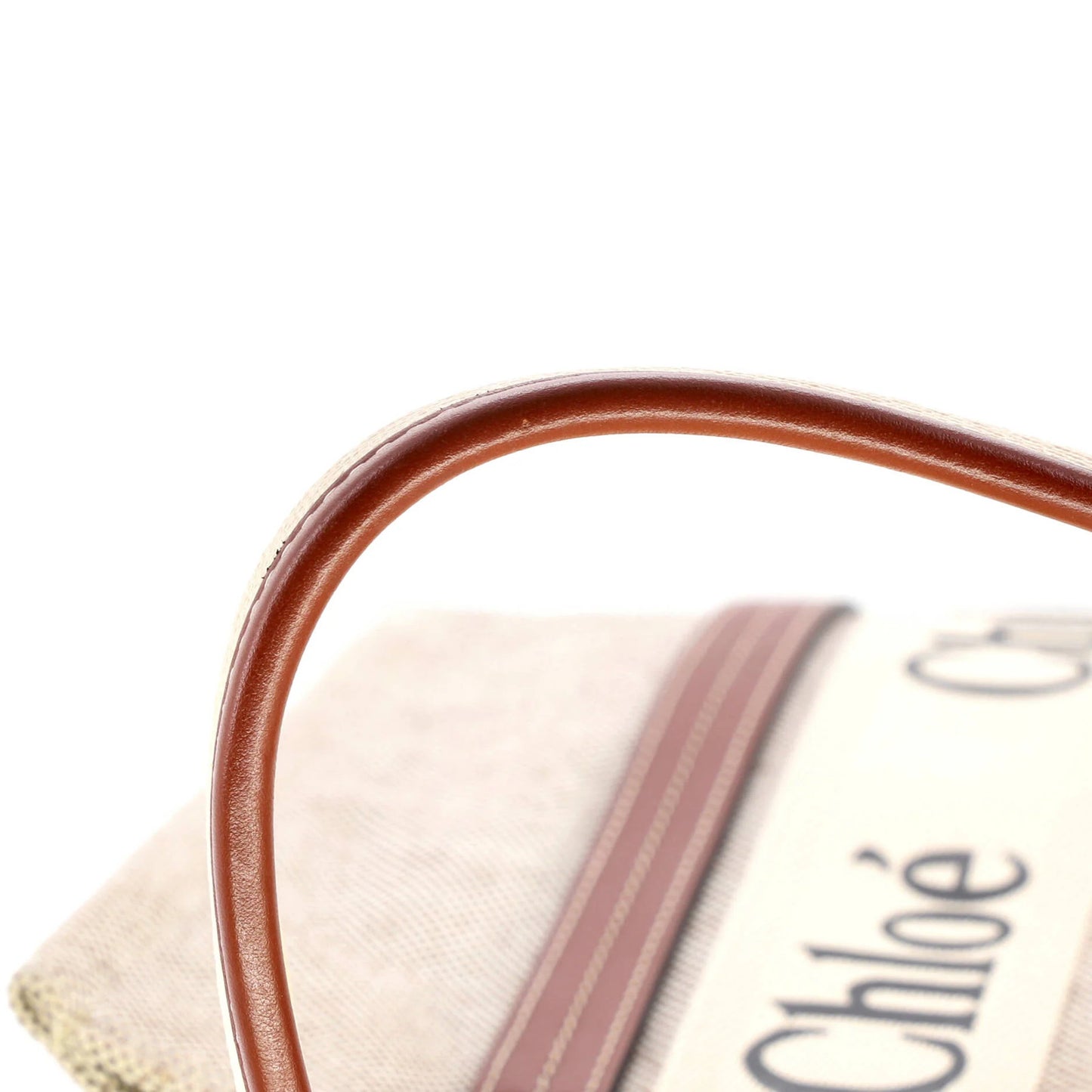 Chloe Woody Tote Canvas With Leather Medium