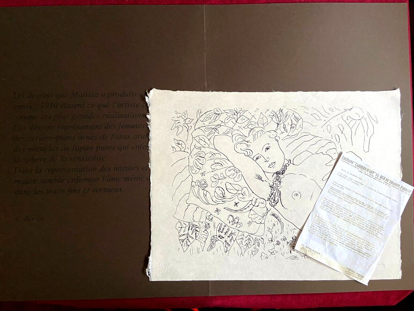 Henri Matisse Lithograph Hand Made Contract Hand