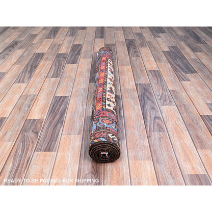 3'7"X5'3" Ivory Turkish Knot Birds Figurines Hand Knotted Wool Rug