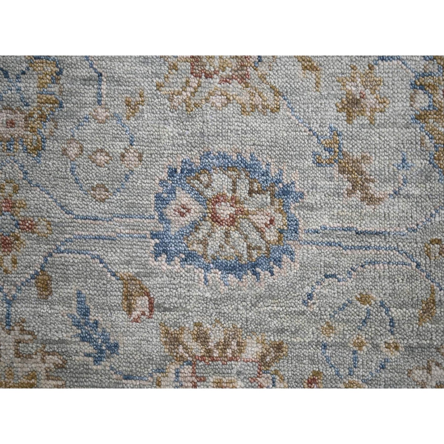 6'2"X9' Wythe Blue Wool Hand Knotted Oushak Design Supple Collection Rug
