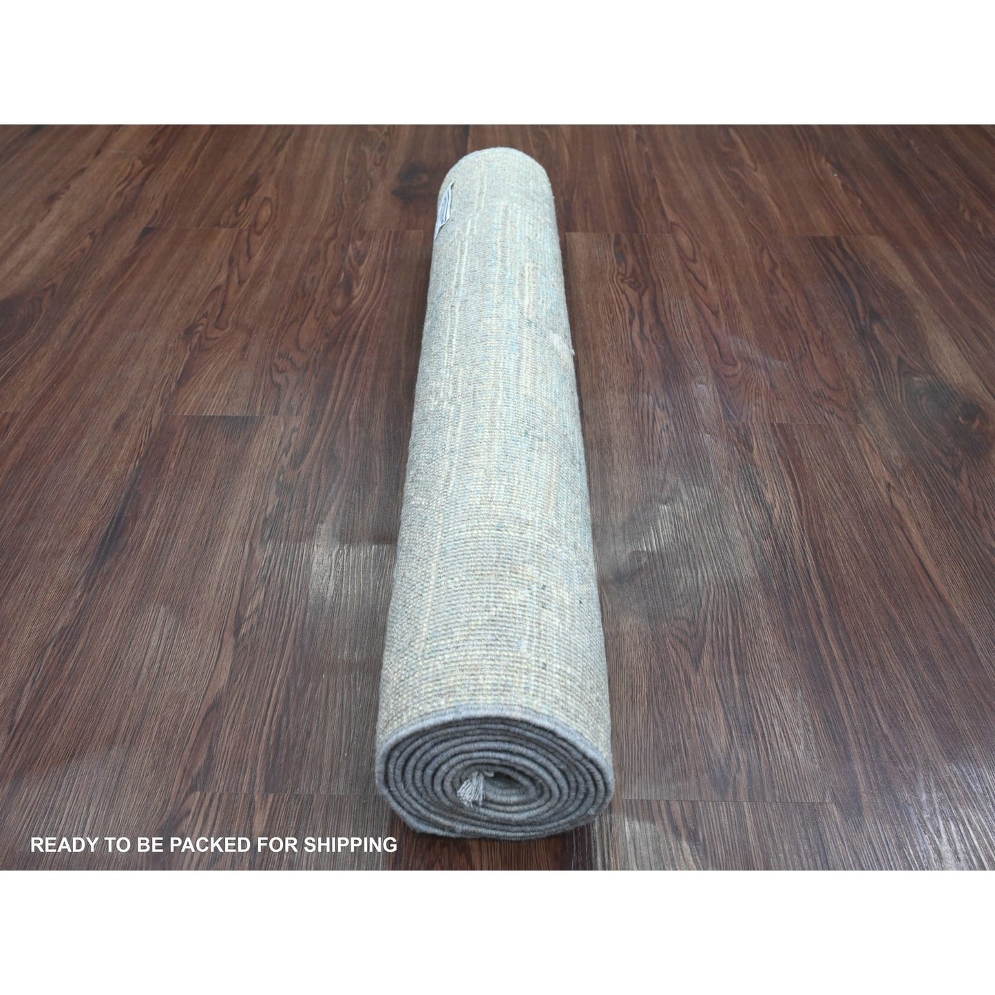 2'10"X9'7" Blue Angora Oushak Leaf Design Wool Hand Knotted Runner Rug