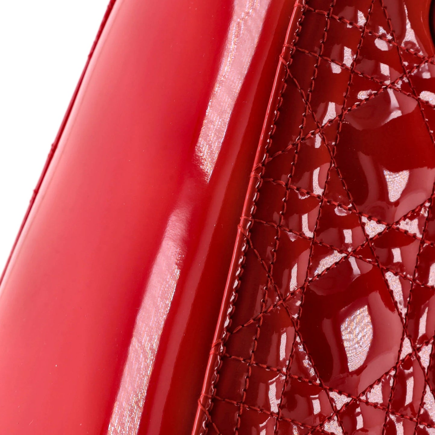 Christian Dior Lady Dior Bag Cannage Quilt Patent Medium