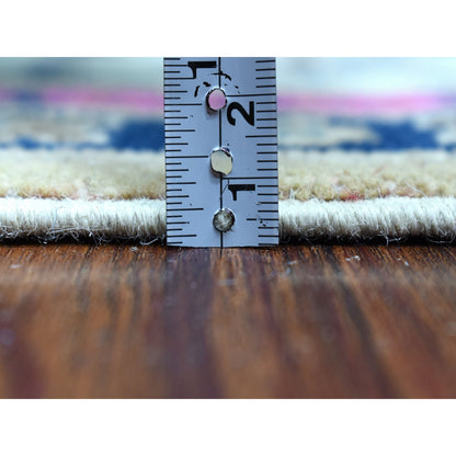 4'1"X6'1" Colorful Beige Fusion Kazak Pure Wool Handknotted Oriental Rug