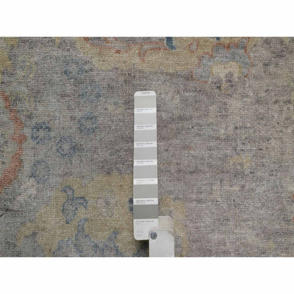 Rug 2'x3'1" Beige Broken Pattern with Oushak Design Hand Knotted Mat Wool