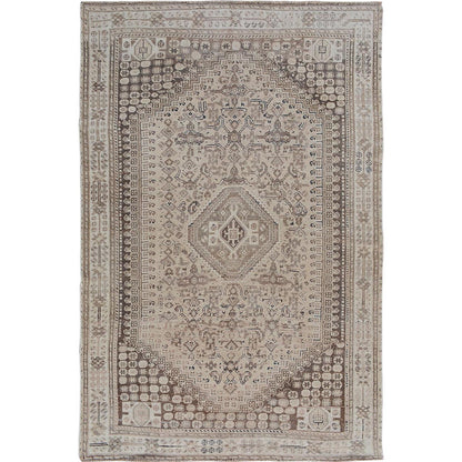 5'6"X8'2" Natural Colors Farsian Qashqairaz Wool Handknotted Oriental Rug