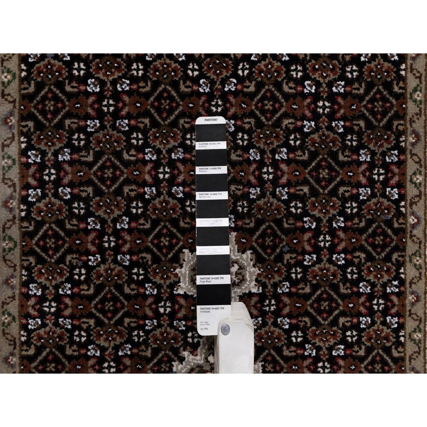 2'10"X14' Black Tebraz Mahi Medallion Design Wool Hand Knotted Runner Rug
