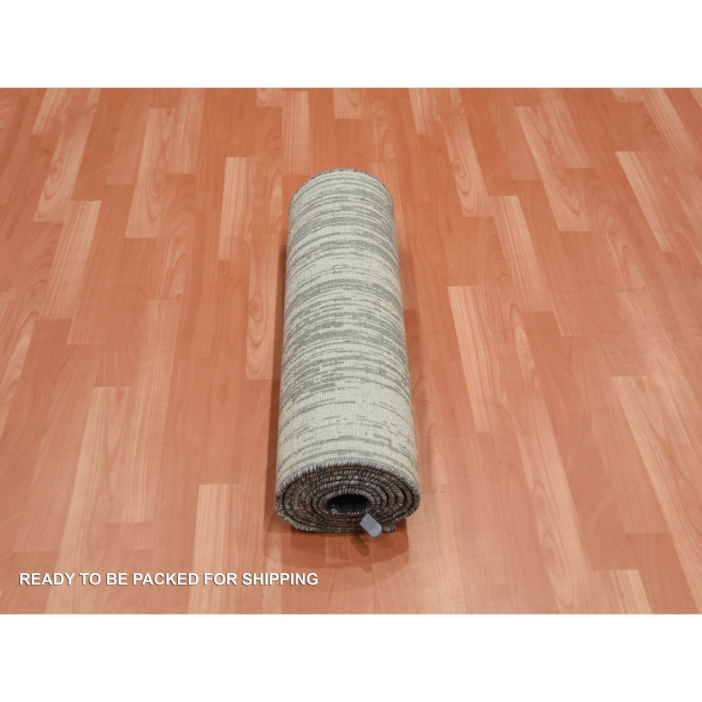 2'6"X10'2" Gray Wool Hand Knotted Modern Ombre Design Runner Rug