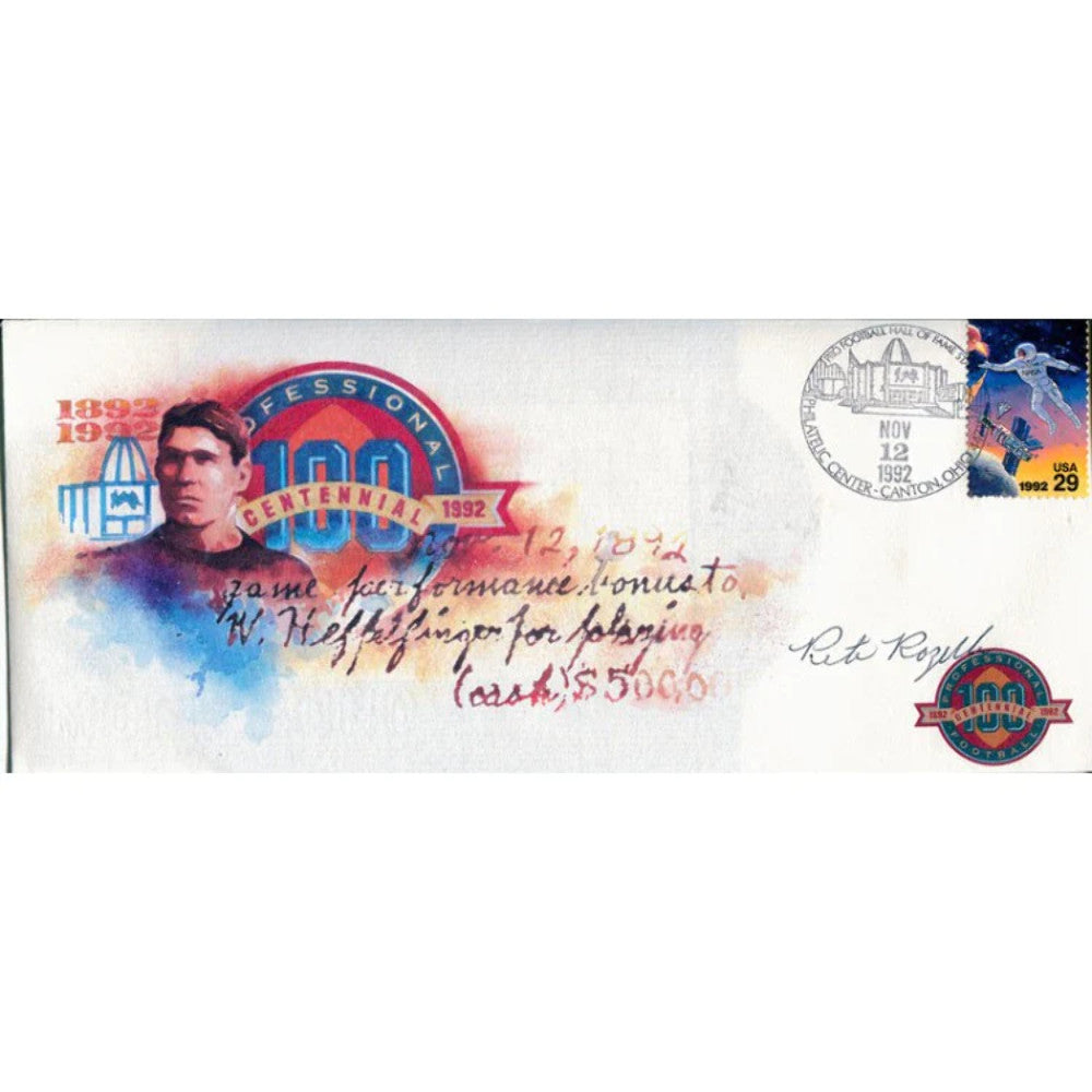 Pete Rozelle Autographed 1992 Nfl Centennial Cache