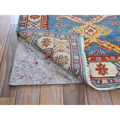 2'9"X11'2" Blue Kazak Hand Knotted Soft Wool Runner Oriental Rug