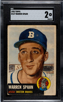 Warren Spahn 1953 Topps Card #147 Sgc 2
