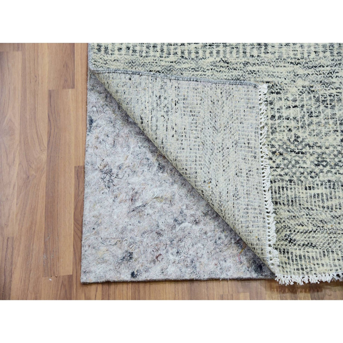 2'5"X26'3" Wales Gray Modern Tone On Tone Grass Design Wool Xl Runner Rug