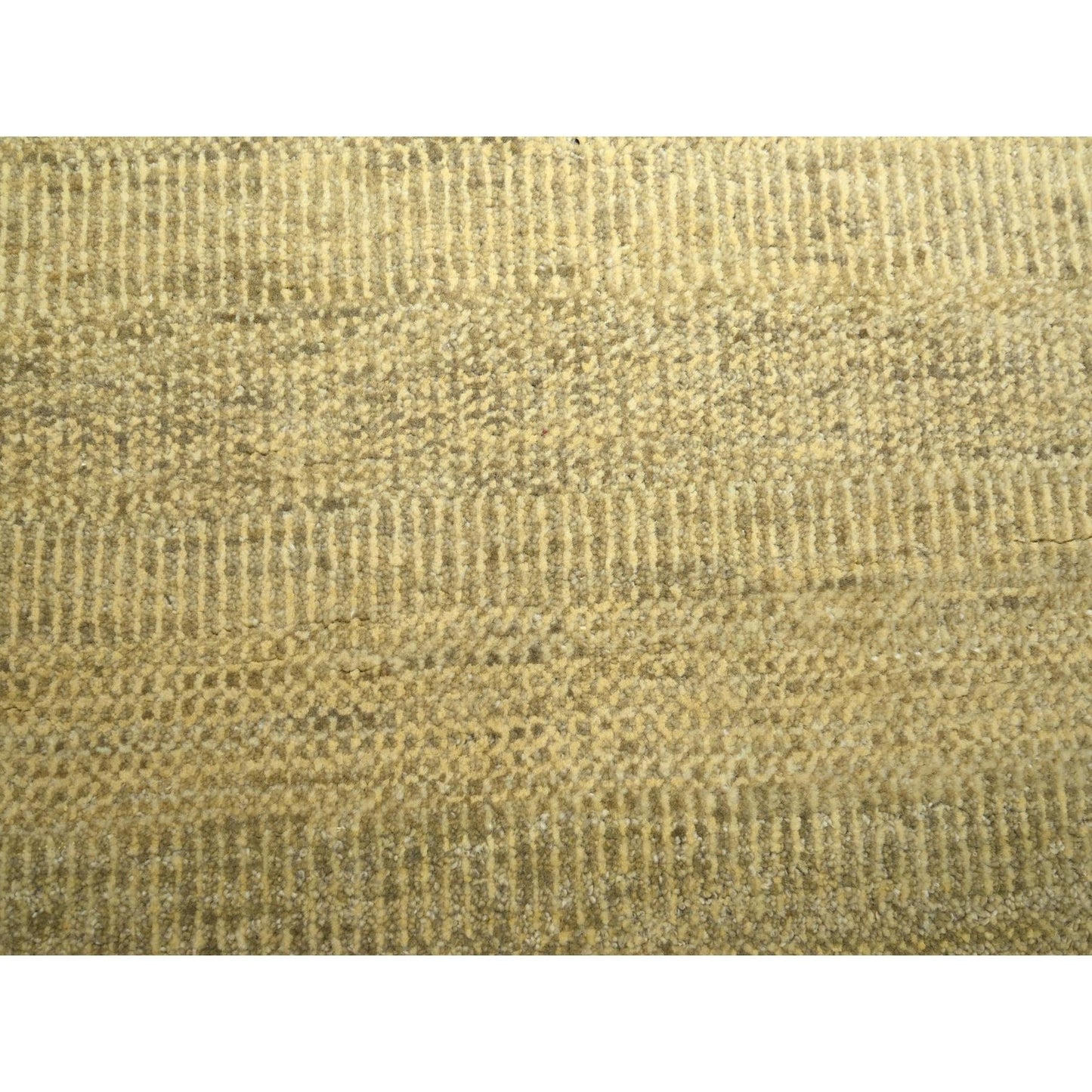 6'X9' Brown Modern Grass Design Hand Knotted Wool And Silk Oriental Rug