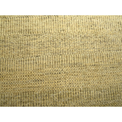 6'X9' Brown Modern Grass Design Hand Knotted Wool And Silk Oriental Rug