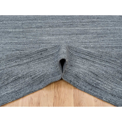12'X12' Gray Modern Striae Design Natural Wool Hand Loomed Square Rug