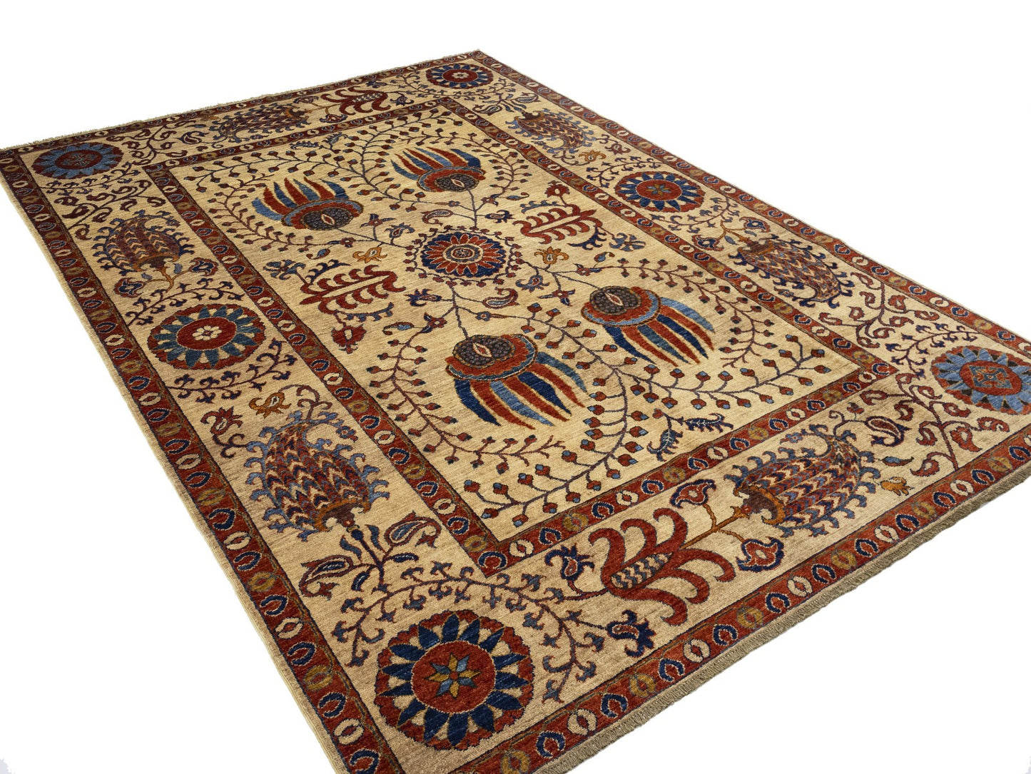 Carpet 7X10 Handspun Wool Afghan Oriental Rug Large Floral Design Living Room