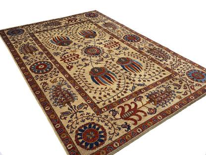 Carpet 7X10 Handspun Wool Afghan Oriental Rug Large Floral Design Living Room