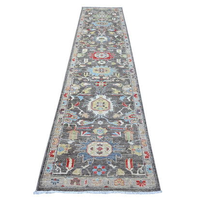 2'10"X12'5" Black Wool North West Zoroastrian Hand Knotted Runner Rug