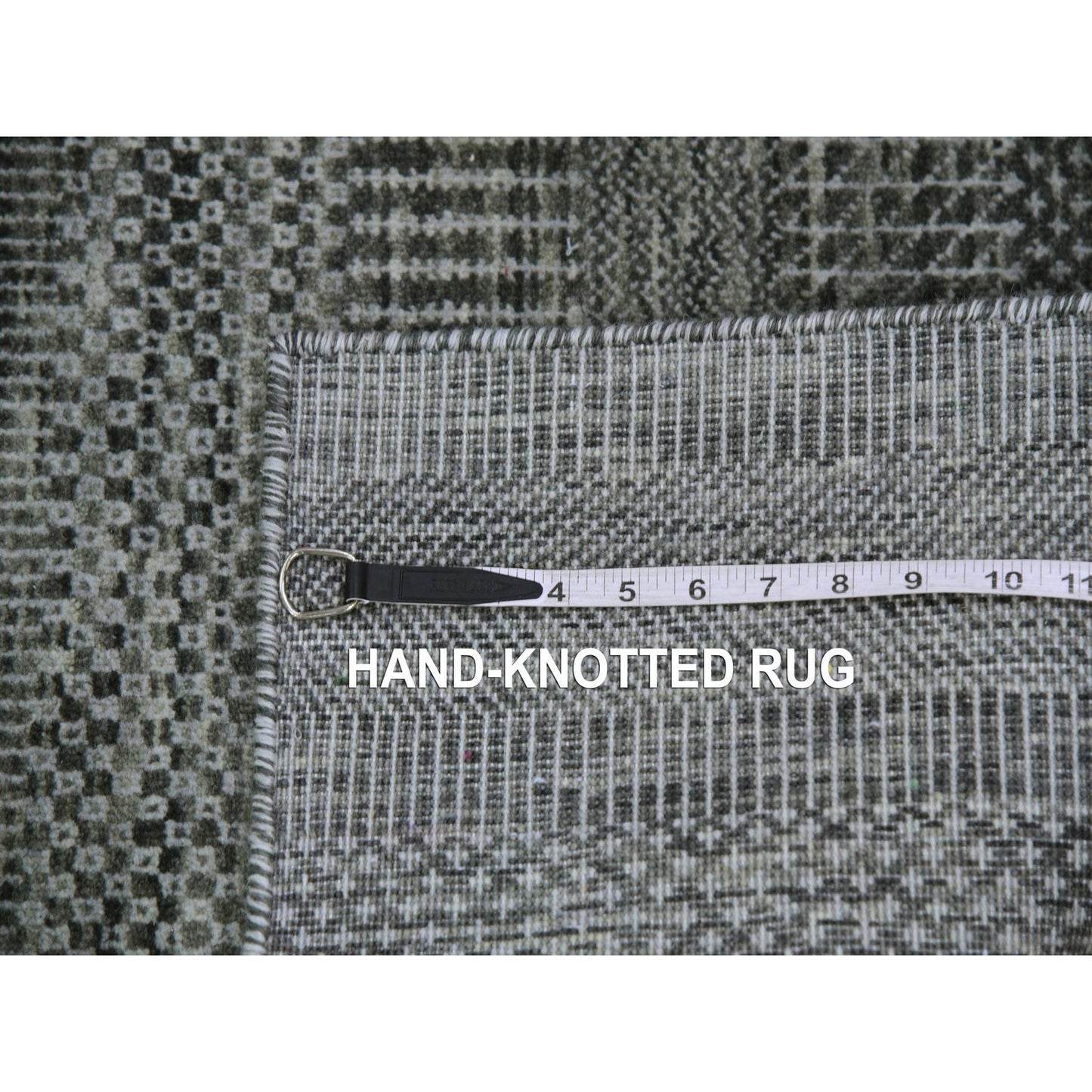 2'1"X3'1" Echo Gray Hand Knotted Dyed Wool Grass Design Mat Rug