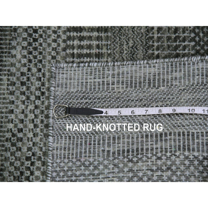 2'1"X3'1" Echo Gray Hand Knotted Dyed Wool Grass Design Mat Rug