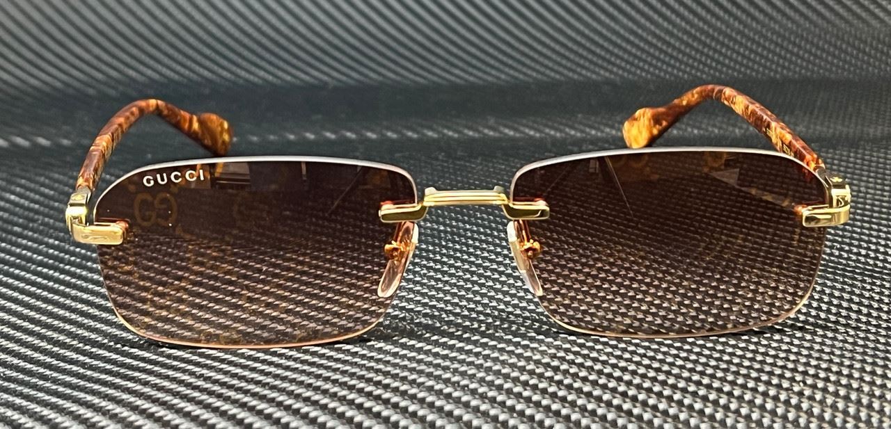 Gucci Gg1221S 004 Gold Orange Men'S 56 Mm L Size Sunglasses