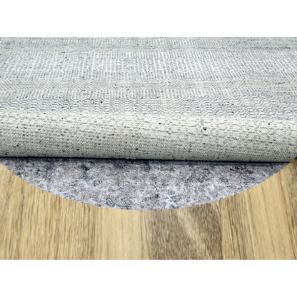 Hand knotted wool rug round oxidized distressed grass design gray