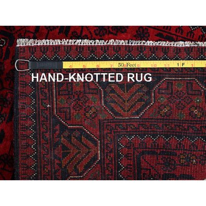 2'8"X4' Red Afghan Khamyab Tribal Design Soft Wool Hand Knotted Sample Rug