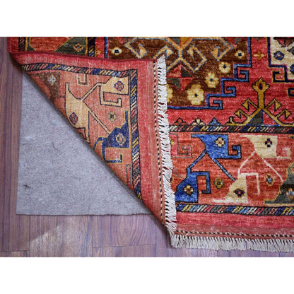 8'8"X11'7"Red Turkeman Ersari With Geometric Design Wool Hand Knotted Rug