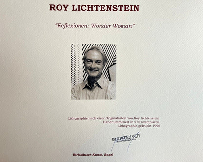 Roy Lichtenstein Lithograph Coa Signed Op Numbered (Wonder Woman)