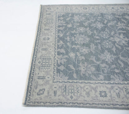 5X8 Ft Hand-Knotted Wool Area Rug Muted