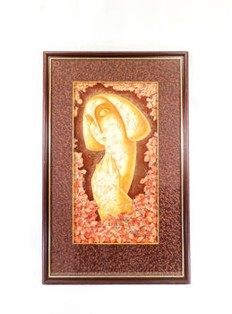 Tigran Yukanyan 1996 Original Mixed Media Painting Woman Armenian Artist Signed