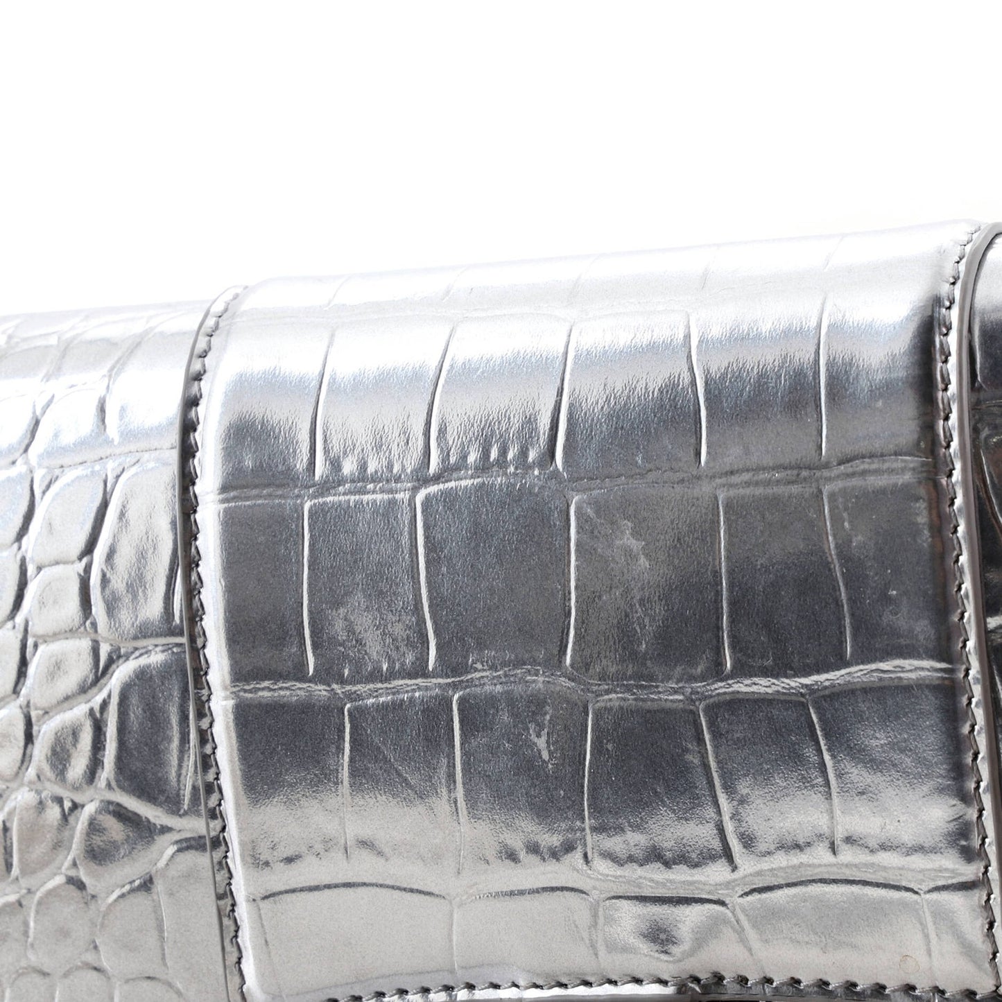 Balenciaga Hourglass Crossbody Bag Crocodile Embossed Leather Xs