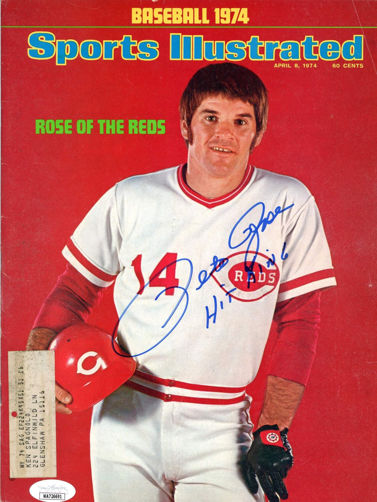 Pete Rose "4256" Autographed Sports Illustrated Magazine - April 8, 1974 (Jsa)