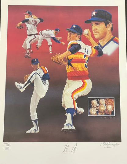 Nolan Ryan & Christopher Paluso Signed18X24 Lithograph 362/383 (Jsa)