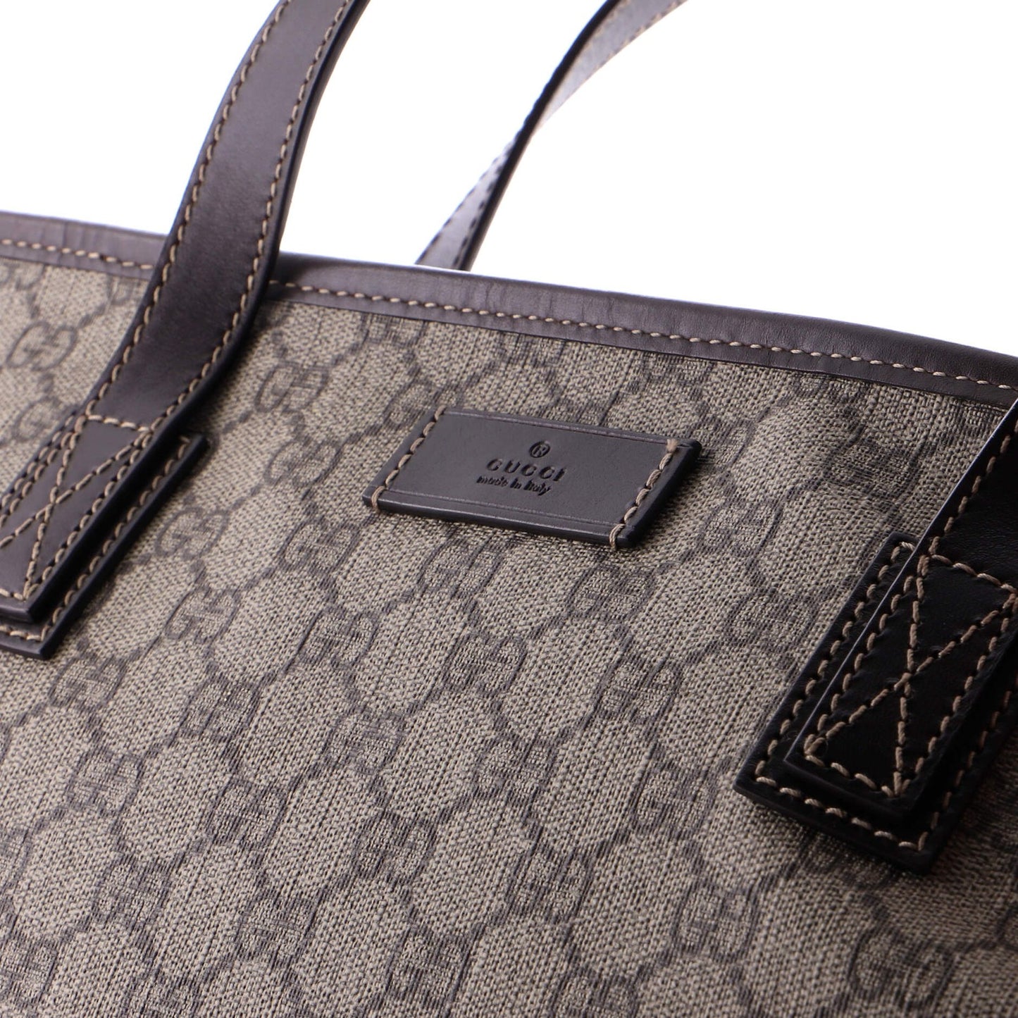 Gucci Plus Tote Gg Coated Canvas With Leather Large