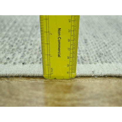 2'7"X8'1" Gray Pure Wool Rug Hand Knotted Oxidized Grass Design Runner