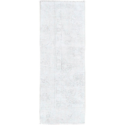 2'2"X5'10" White Fragment Vintage Zoroastrian Tebraz Runner Oriental Rug