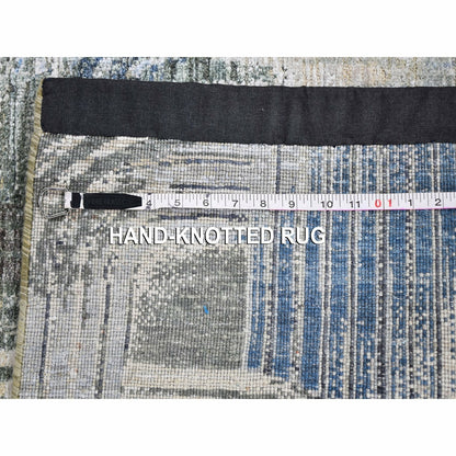 2'7"X8'3" The Intertwined Passage,Silk With Text Wool Handmade Runner Rug