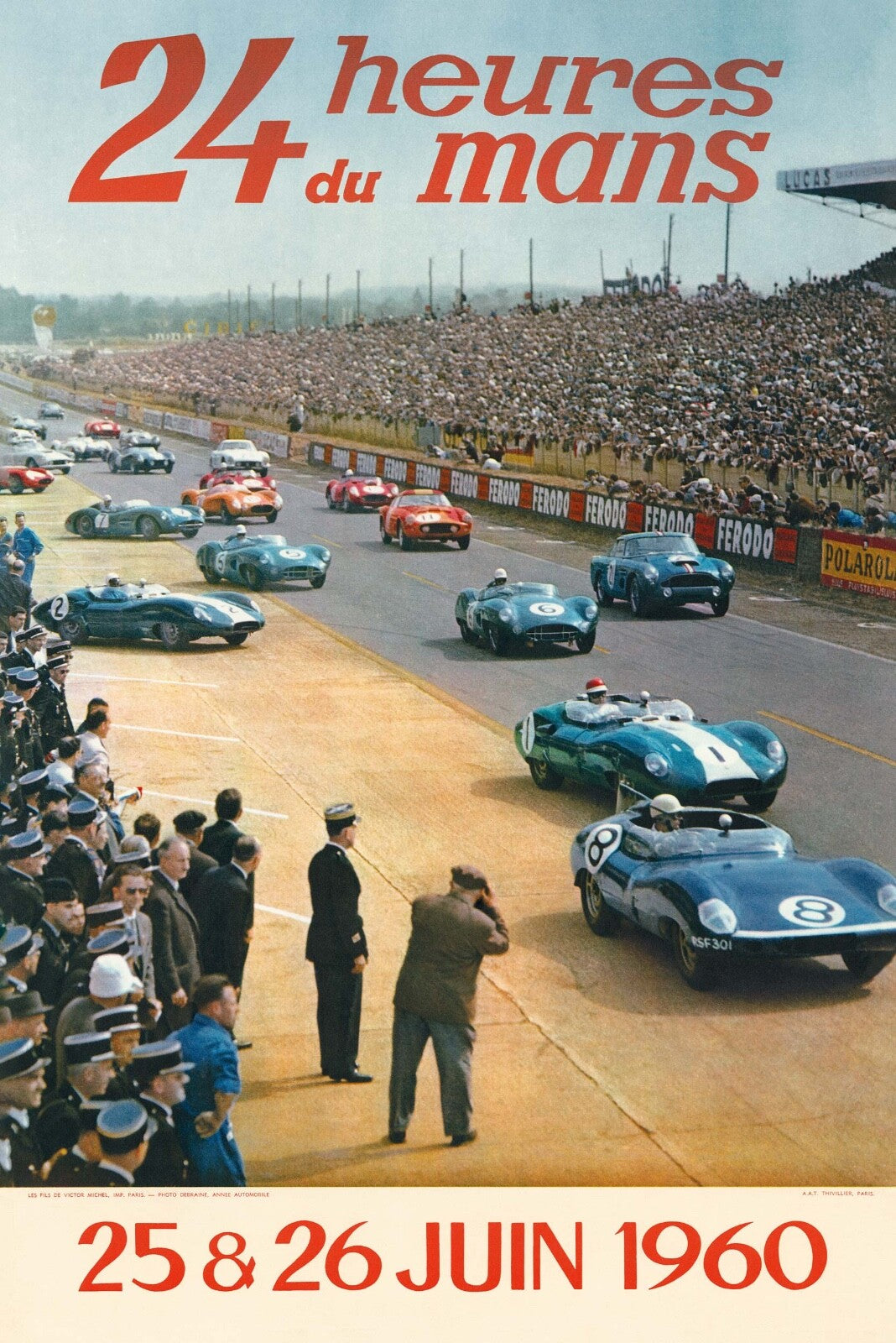 Poster 24 Hours Of Lemans 1960 By Yves Debraine Vintage Race Car