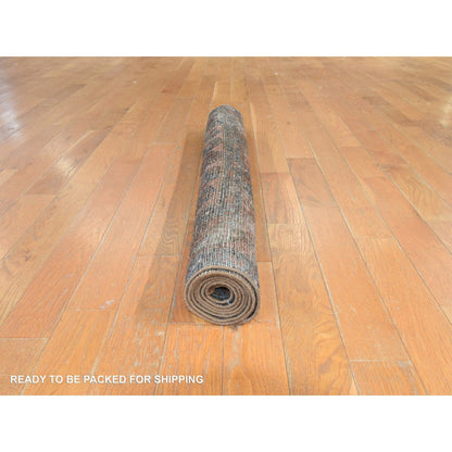 3'3"X5'5" Brown Antique Zoroastrian Hand Knotted Wool Rug Shabby Chic