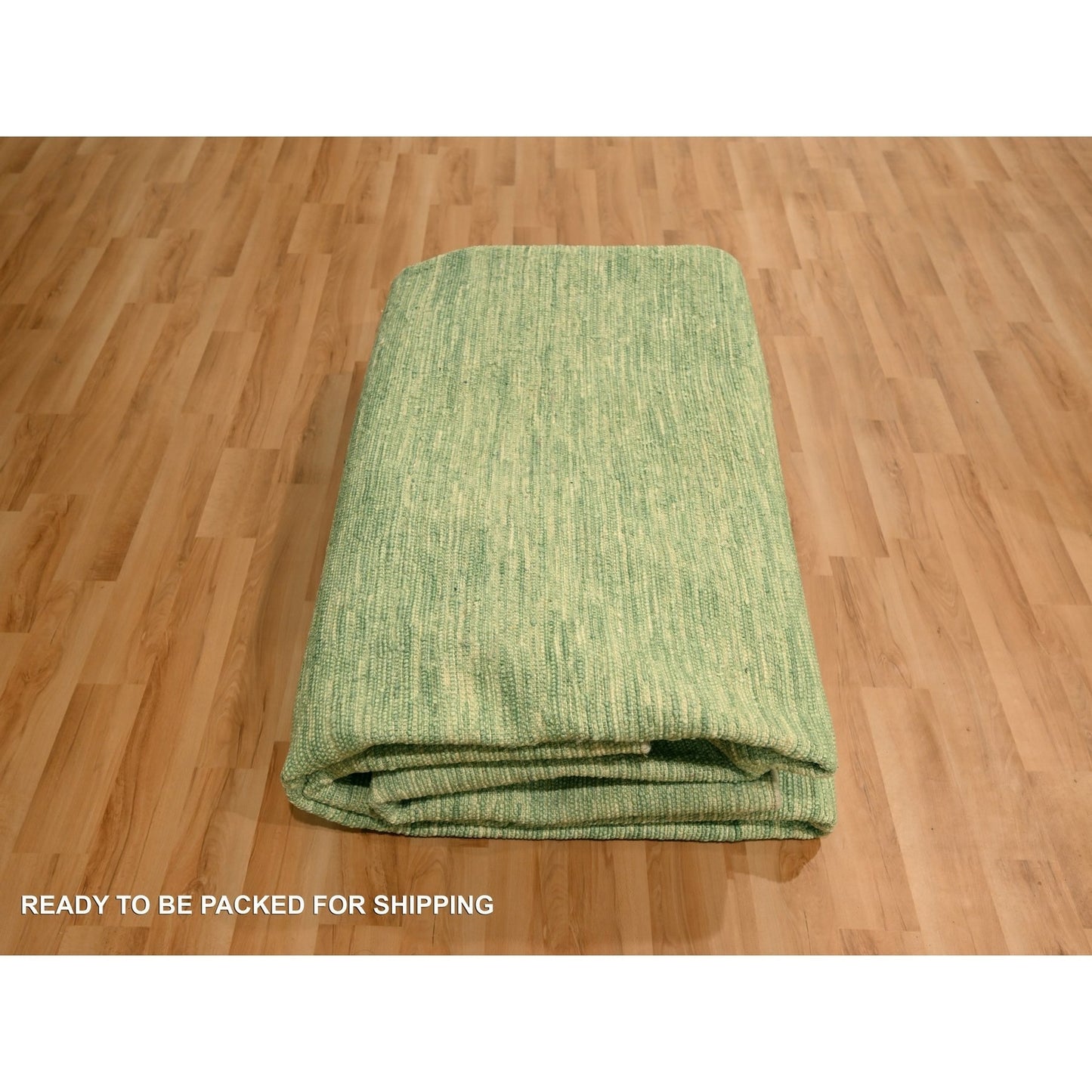 9'4"X12'4" Mist Green Modern Plain Design Pure Wool Hand Knotted Rug