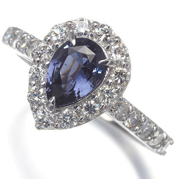 Colour-Change Spinel 1.106Ct Diamond Pear-Shaped Classic Ring 900 Platinum