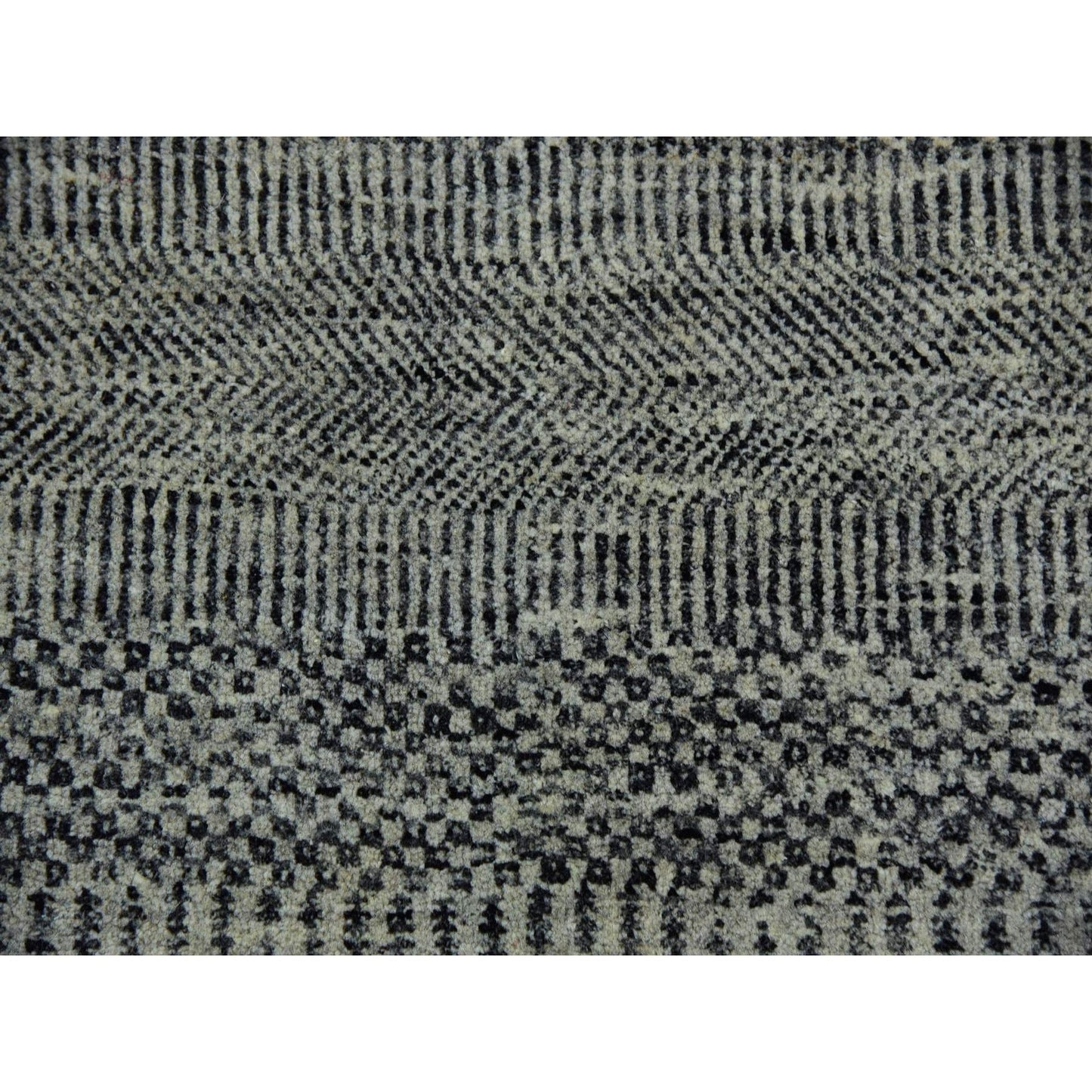 12'X12' Gray Modern Soft Undyed Wool Grass Design Hand Knotted Round Rug