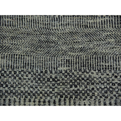 12'X12' Gray Modern Soft Undyed Wool Grass Design Hand Knotted Round Rug