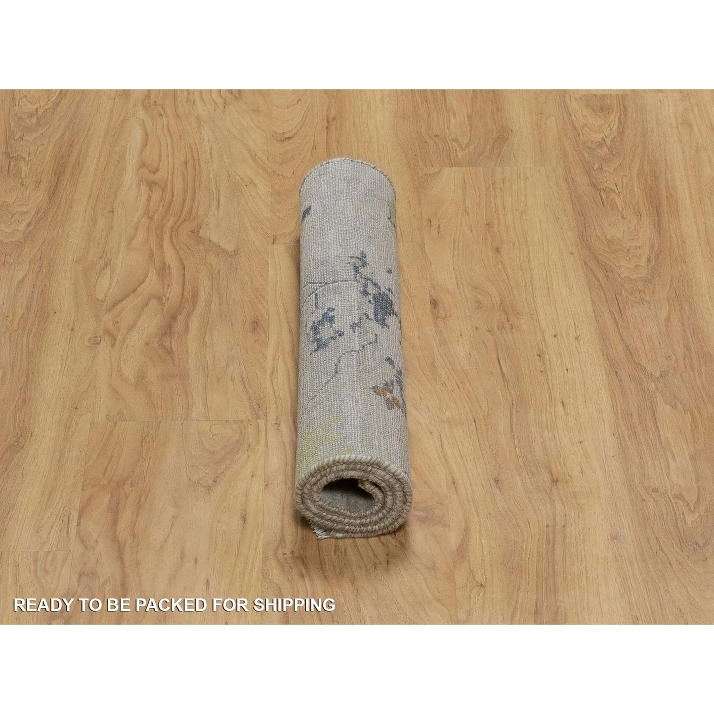 2'1"X3' Gray Broken Pattern Agra Design Pure Wool Hand Knotted Mat Rug