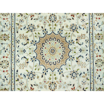 2'8"X12'1" Ivory Nain Hand Knotted 100% Wool 250 Kpsi Runner Oriental Rug